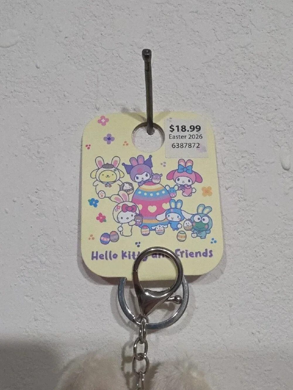 Hello Kitty Cream Bunny Keychain with Pink Accents